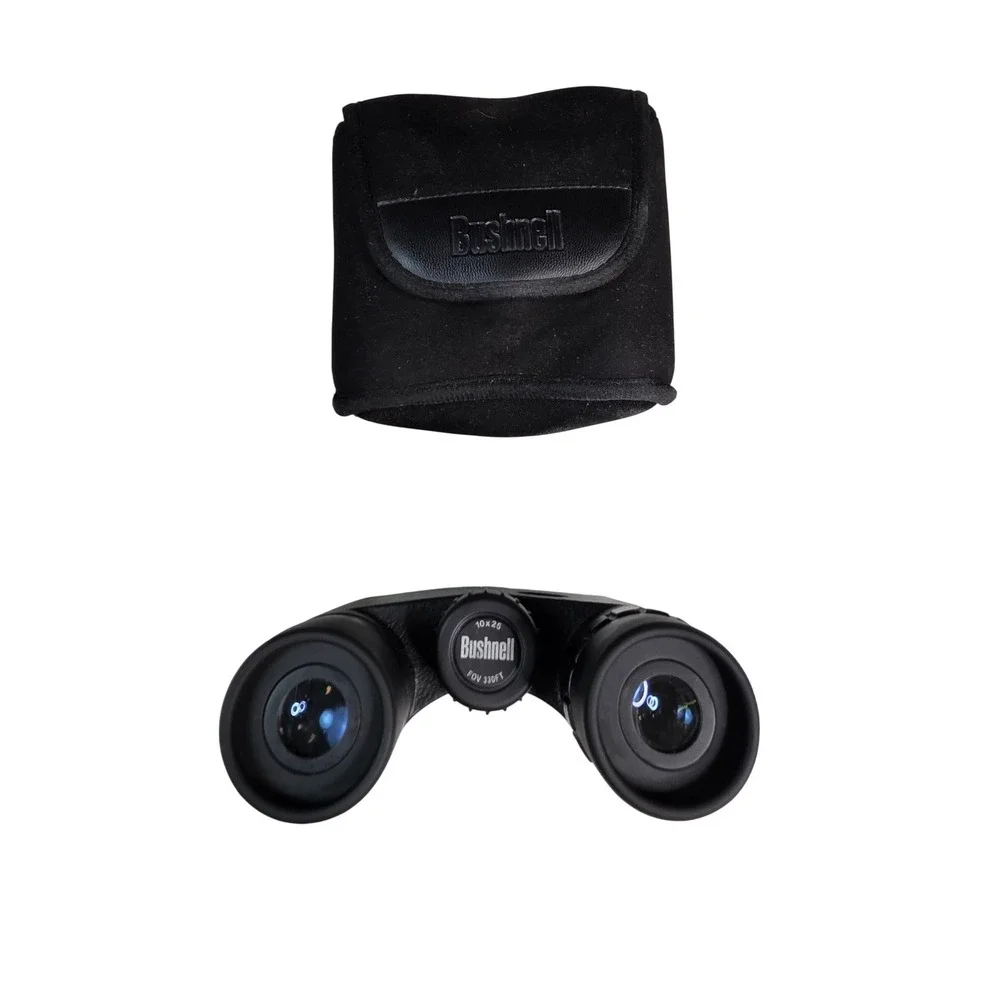 Bushnell 10x25 Compact Binoculars Black Folding Roof Prism 330FT FOV Case S4